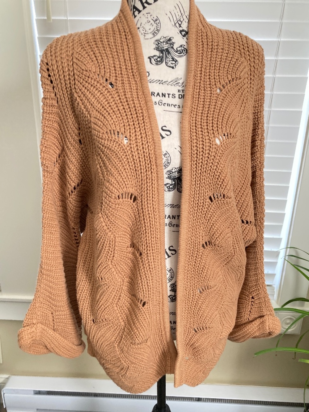 Women TanChunky knitted cardigan XL